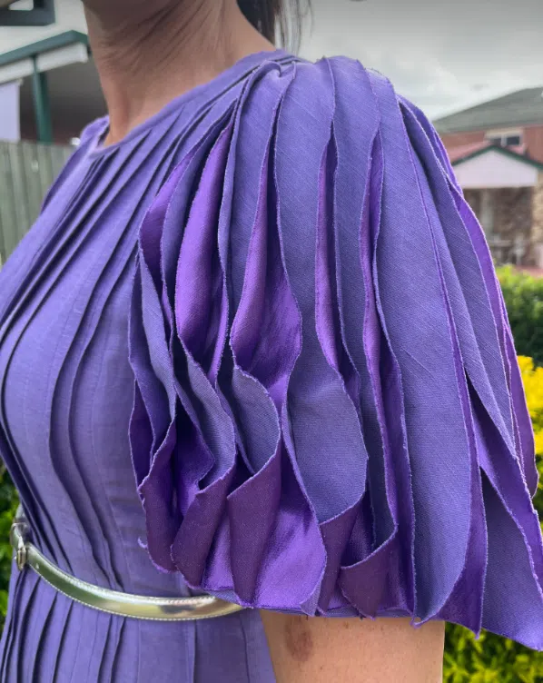 Aje Nova Pleated Midi Dress in Deep Violet Size 6 | The Volte