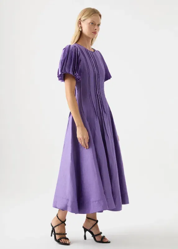 open lace back dress AJE Women's Nova Pleated Midi Dress  Saint Bernard