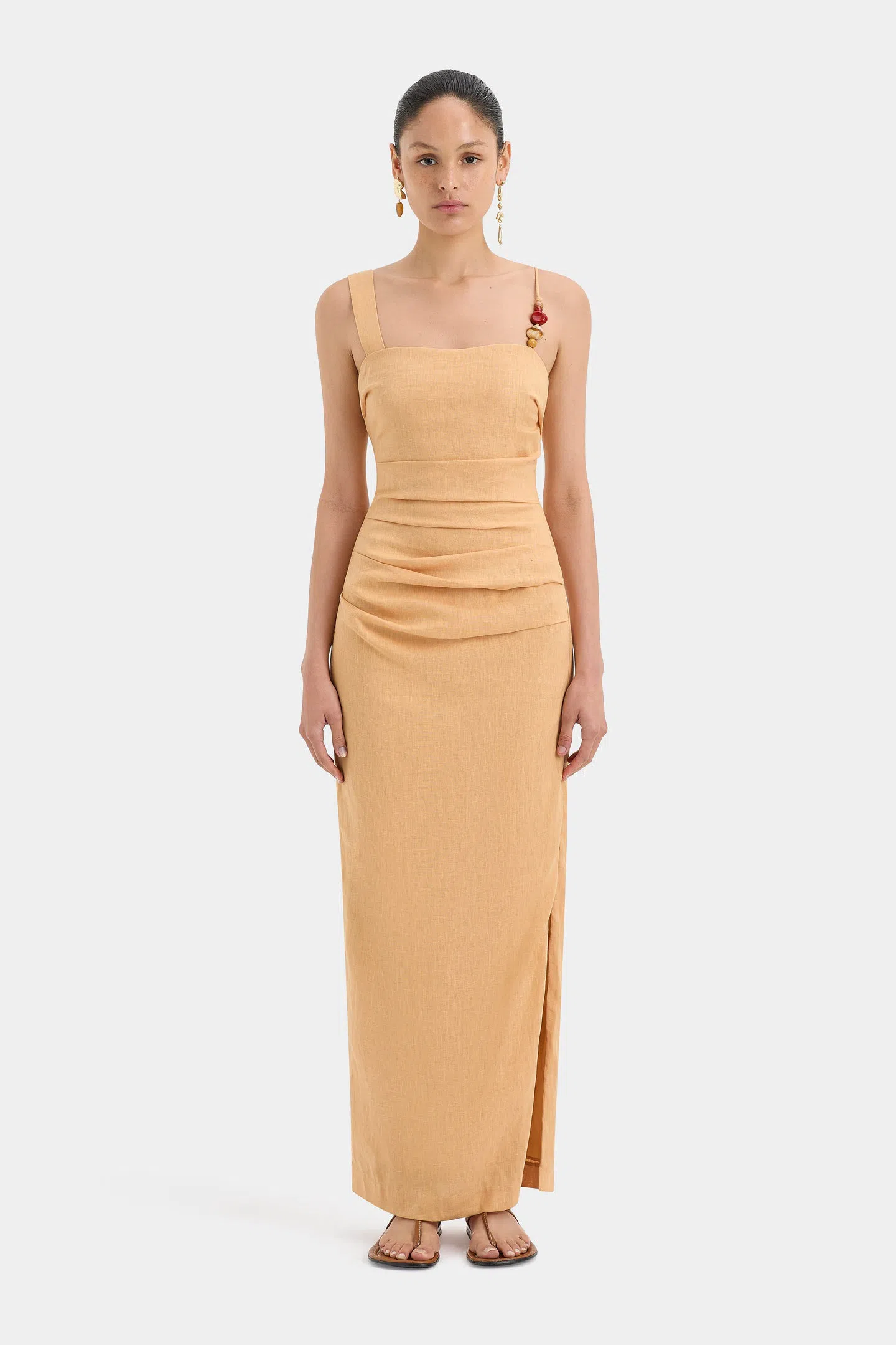 Sir The Label Antonia Beaded Midi Dress Light Tan Orange Size 1 / AU 8 | The Volte Sir The Label Antonia Beaded Midi Dress Light Tan Orange Size 1 / AU 8 | The Volte