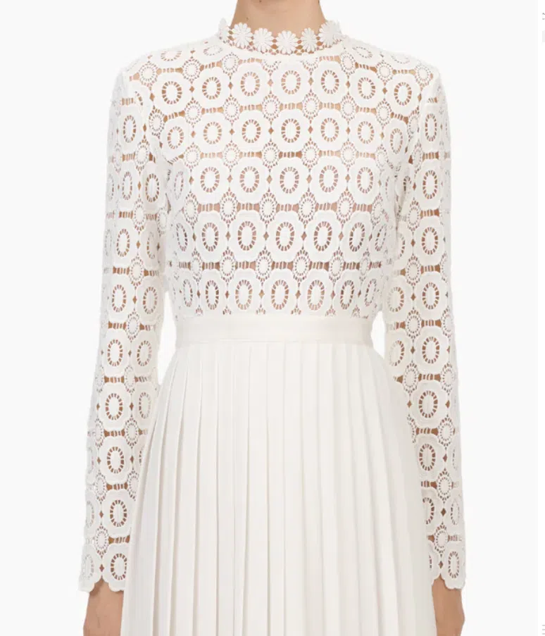 strapless open back dress White Crochet Top Maxi Dress With Ruffle Hem main image 0