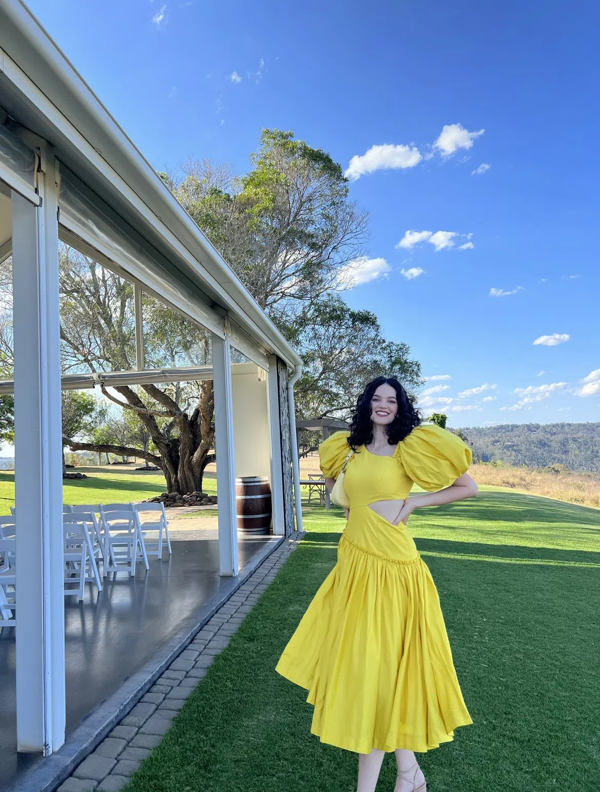 white christmas dresses Rent Aje Yellow Chateau Cut Out Dress main image 1