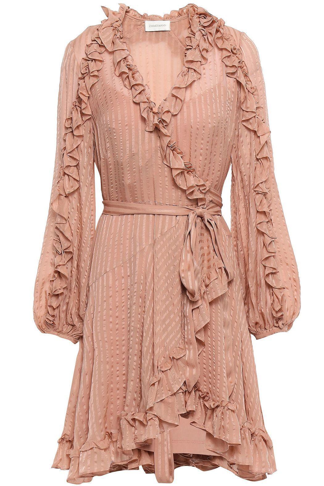 Zimmermann Cascade Wrap Dress Hypnotic Lace Trim Mini Dress Cream