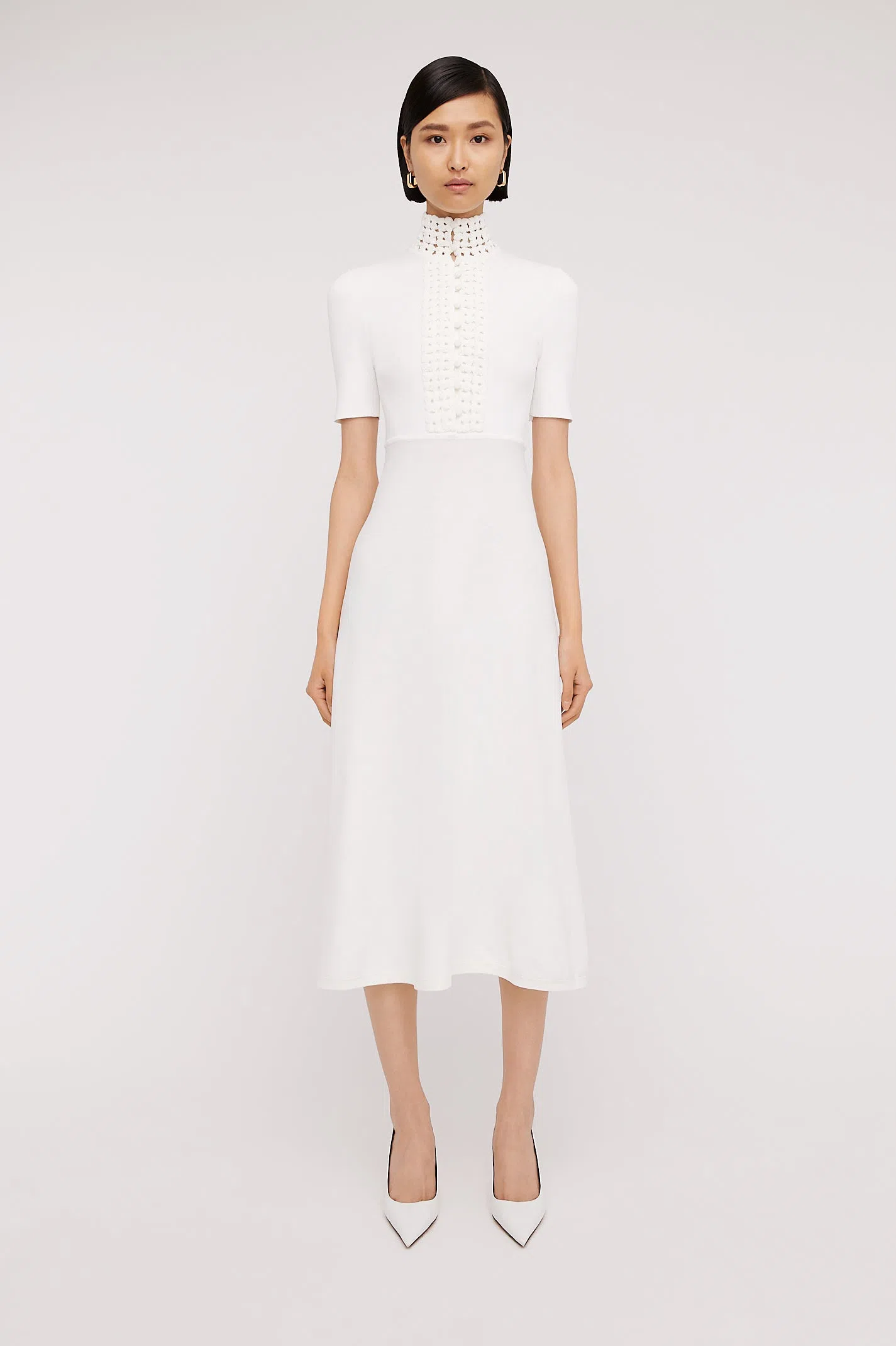 Scanlan Theodore Crepe Knit Daisy Soft Dress in Ivory/Cream Size S / AU 8 | The Volte Scanlan Theodore Crepe Knit Daisy Soft Dress in Ivory/Cream Size S / AU 8 | The Volte
