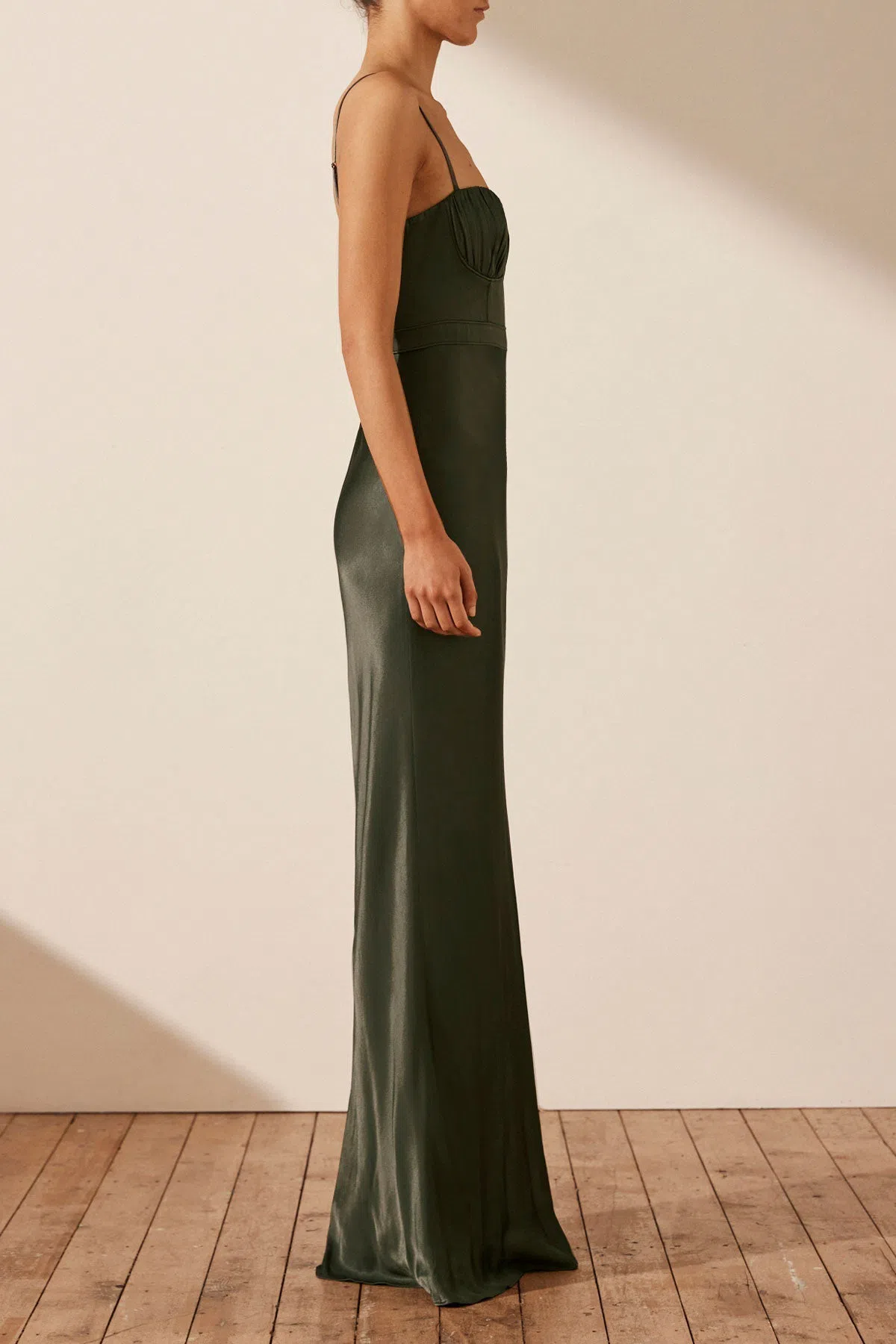 Shona Joy La Lune Corded Ruched Maxi Dress in Forest Green Size 8 | The  Volte
