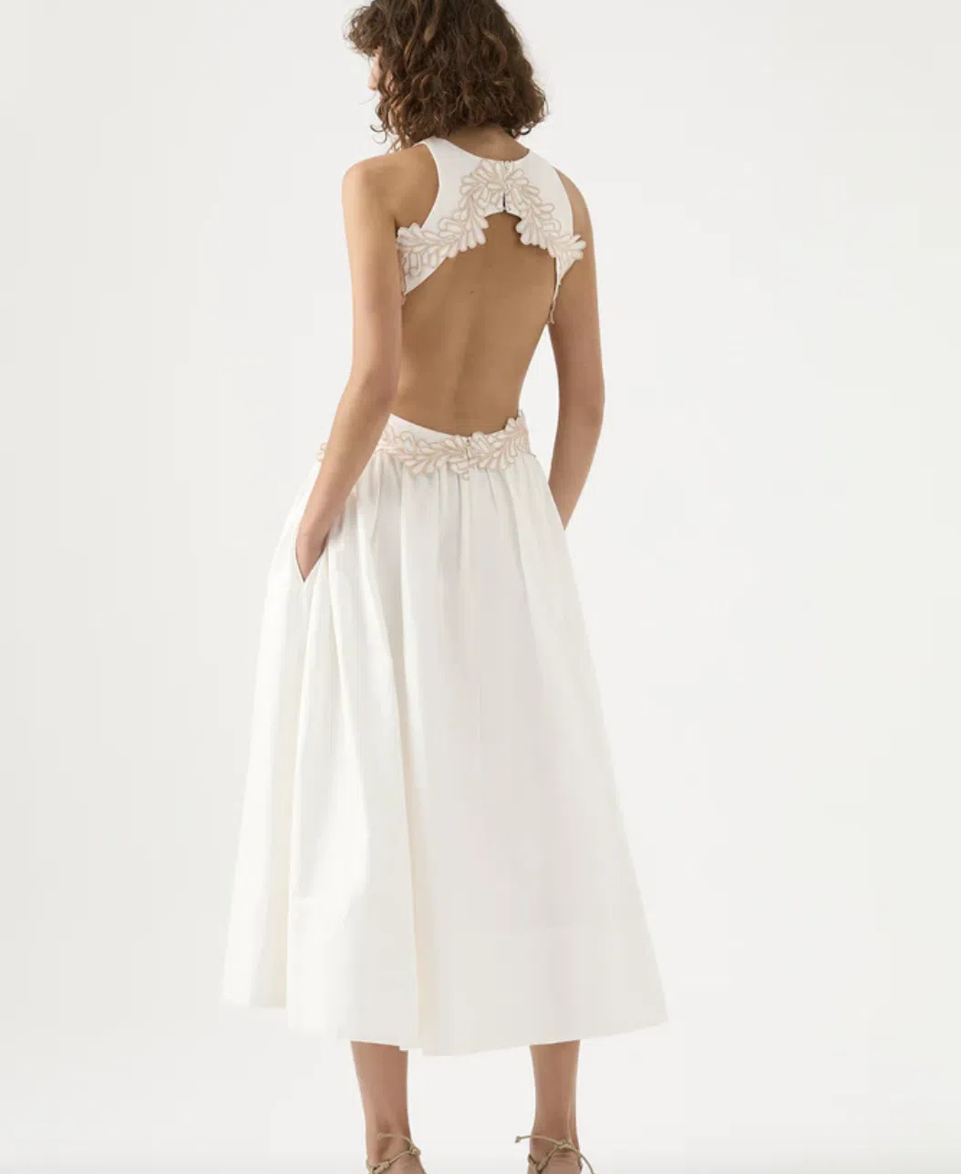 knee length dresses for ladies Botanical Trim Midi Dress