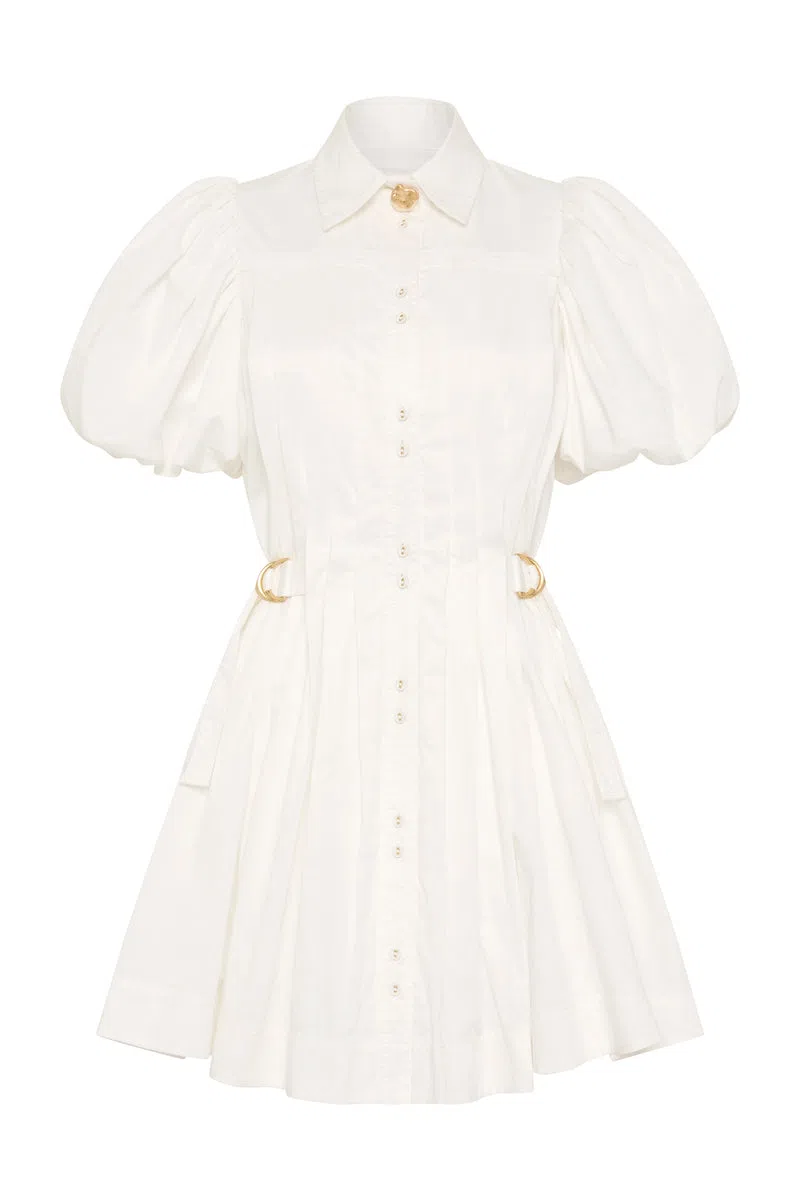 Aje Prairie Pleated Mini Dress Ivory Size 8 | The Volte
