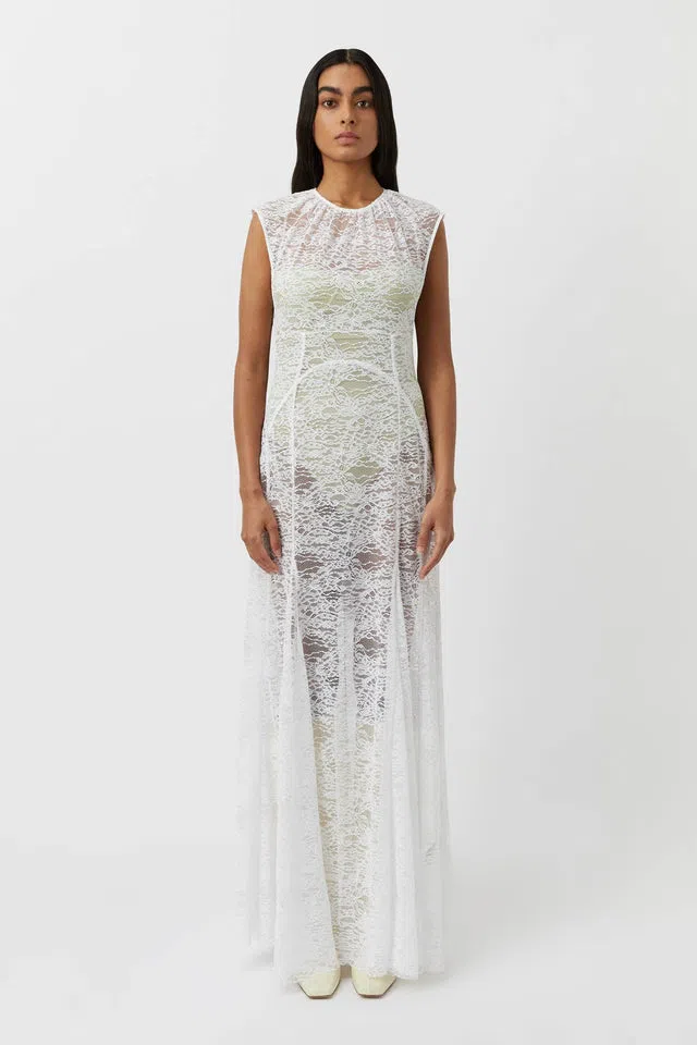 Shona Joy Jamila Lace High Neck Maxi Dress White Size 6 | The Volte