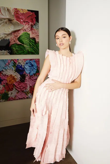 knee length dresses for ladies Presence Twisted Midi Dress | Fuchsia Rose main image 0