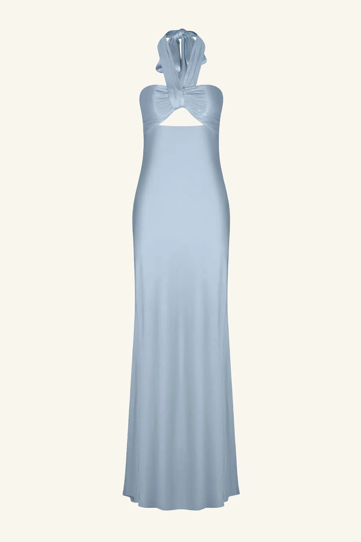 Shona Joy La Lune Ruched Halter Maxi Dress Powder Blue Size AU 8 | The Volte Shona Joy La Lune Ruched Halter Maxi Dress Powder Blue Size AU 8 | The Volte
