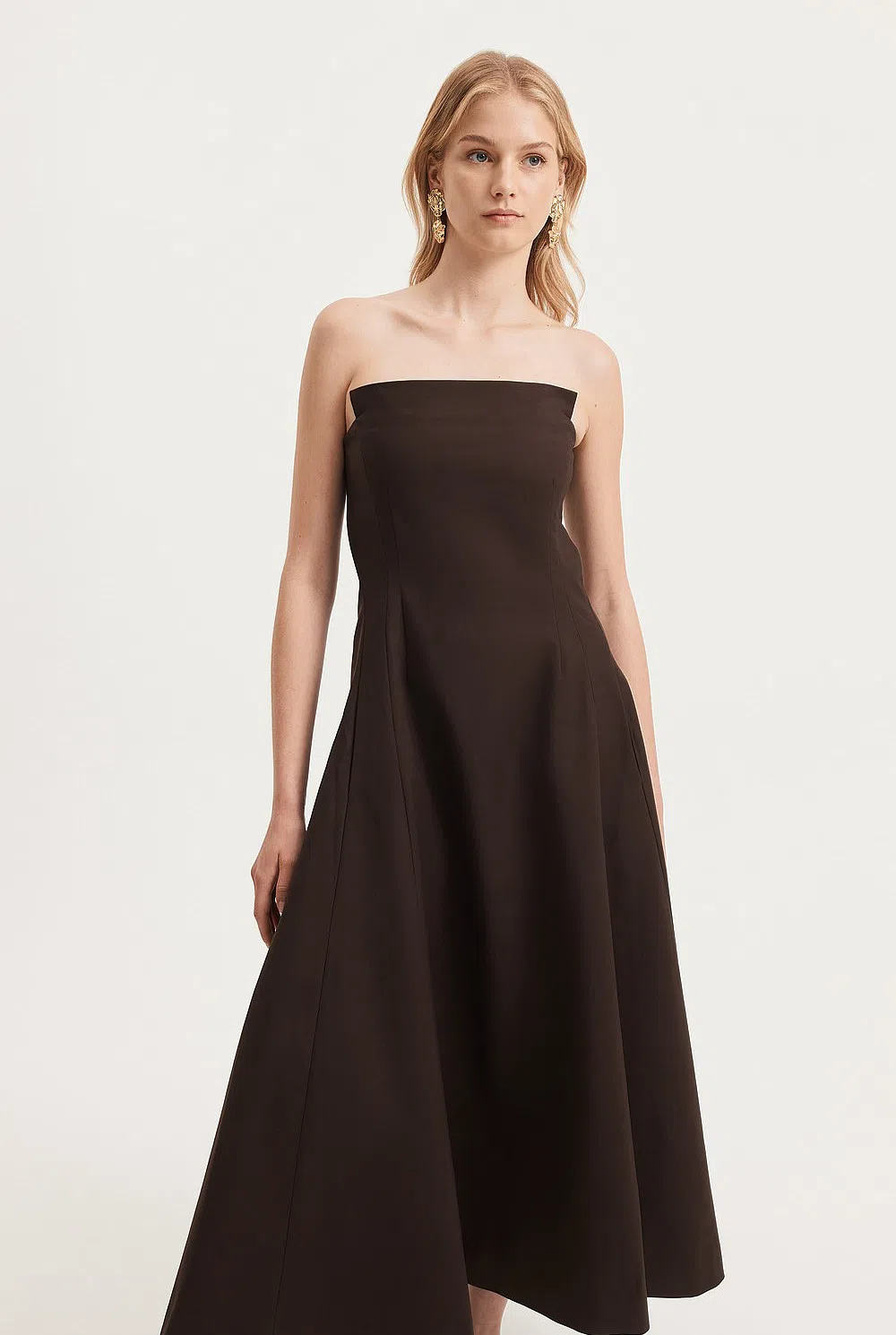 Country Road Strapless Fit and Flare Midi Dress Brown Size 10