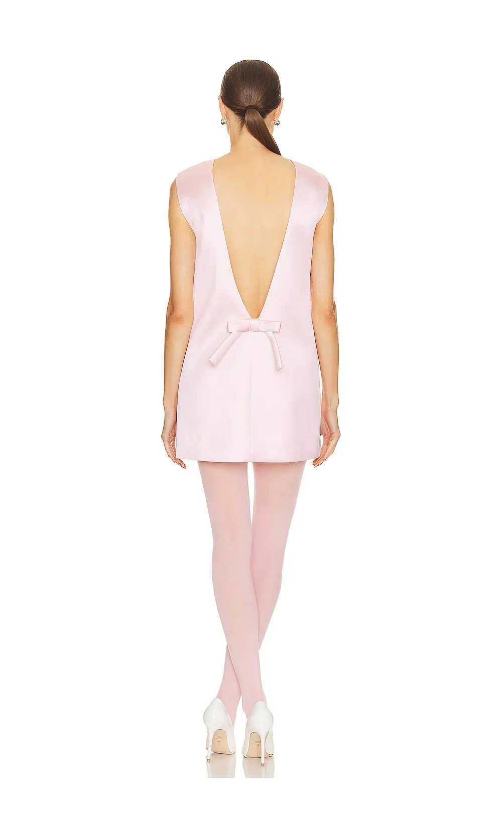 Helsa Heavy Satin Backless Bow Mini Dress Pink Size 6