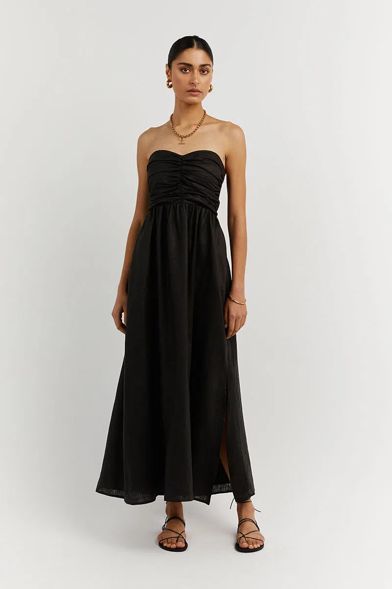 Dissh Bonnie Sweetheart Strapless Midi Dress Black Size 6 | The Volte