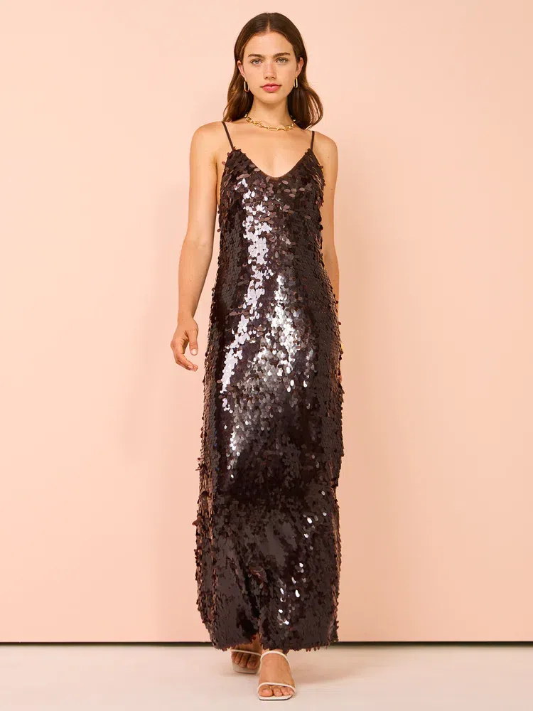 Alemais Geanie Sequin Gown Brown Size 8 | The Volte