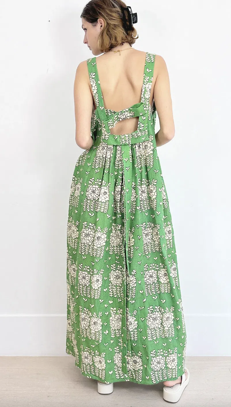 Oroton Posie Linen Maxi Dress Green Floral Size 8 | The Volte Oroton Posie Linen Maxi Dress Green Floral Size 8 | The Volte