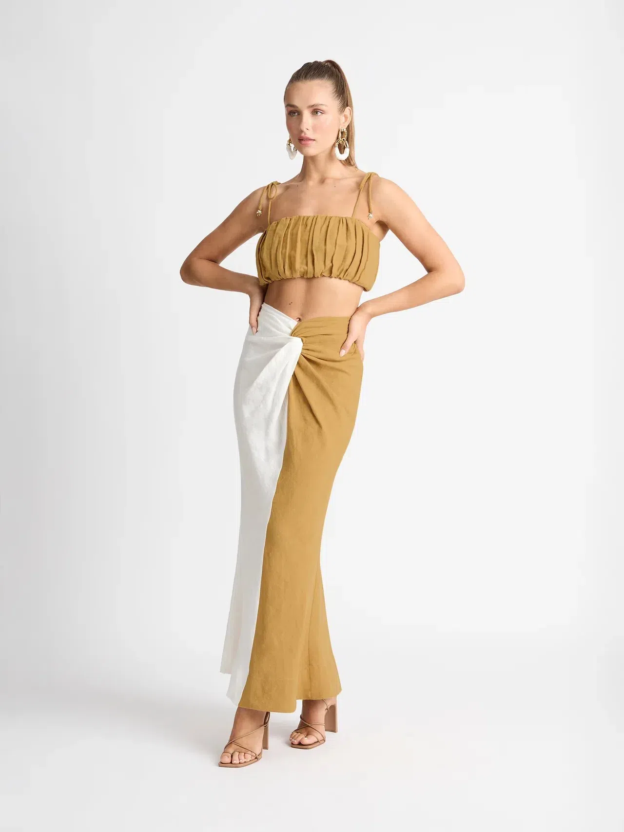 Sheike High Hopes Linen Skirt and Crop Set Multi Size The Volte