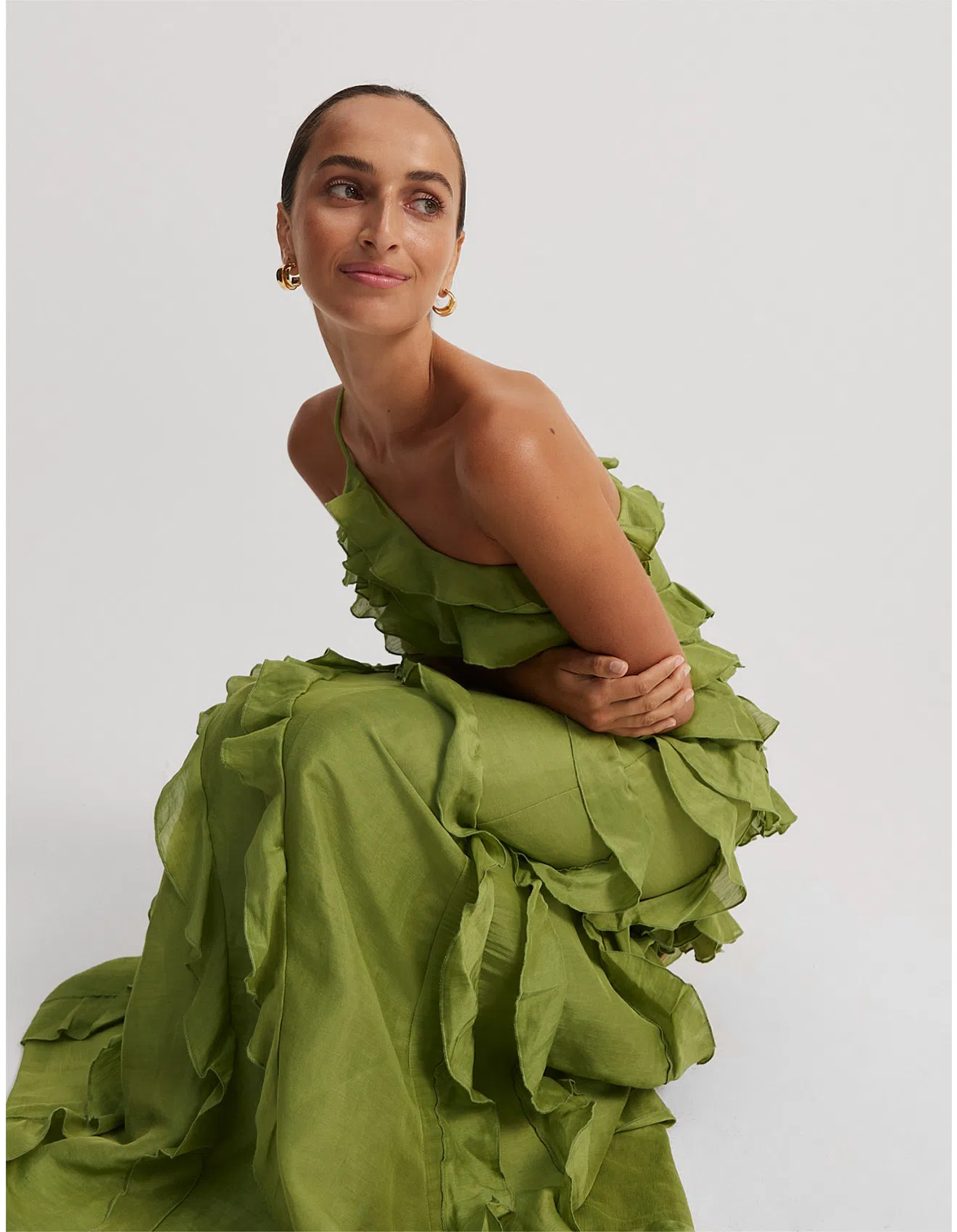 Country Road Cactus Ruffle Maxi Dress Green Size 4 | The Volte