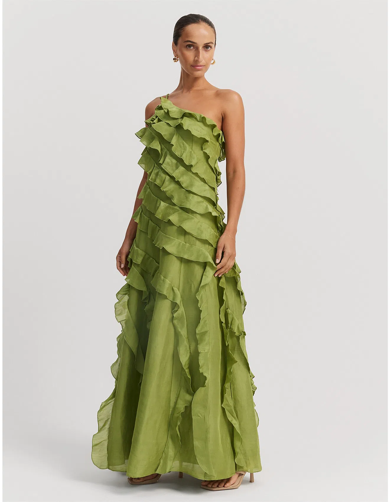 country road emerald green dress Amira Cape Sleeve Wrapped Maxi Dress, Dark Green – Jolie Moi Retail main image 1