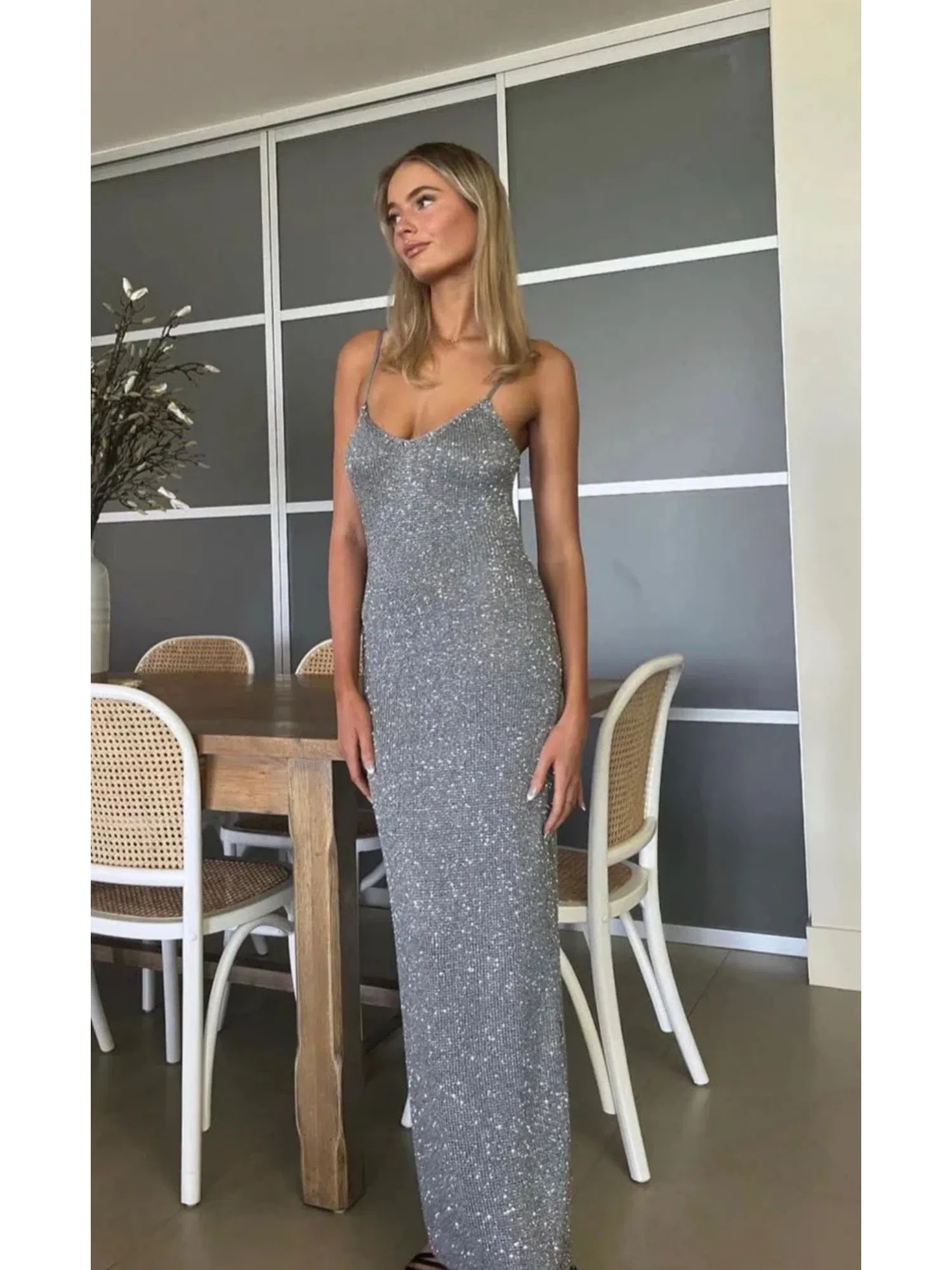 Bec & Bridge Sadie Sequin Knit Slip Dress in Charcoal Size M / AU 10 | The  Volte