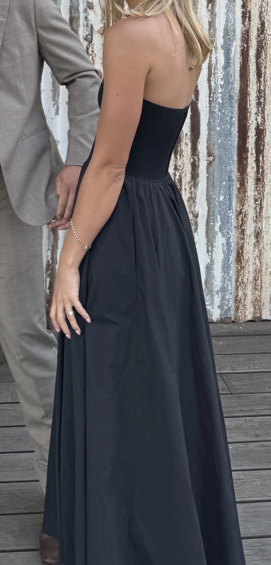 Scanlan Theodore Crepe Knit Cotton Strapless Dress Black Size AU