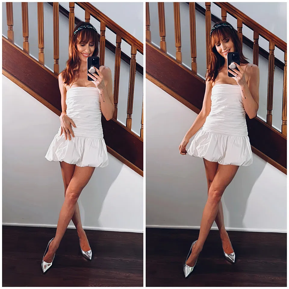 Fran Ruched Cotton Mini Dress - White - MESHKI U.S