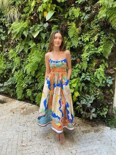 alight picnic midi dress in nautical map by zimmermann Zimmermann Alight Picnic Midi Dress in Nautical Map