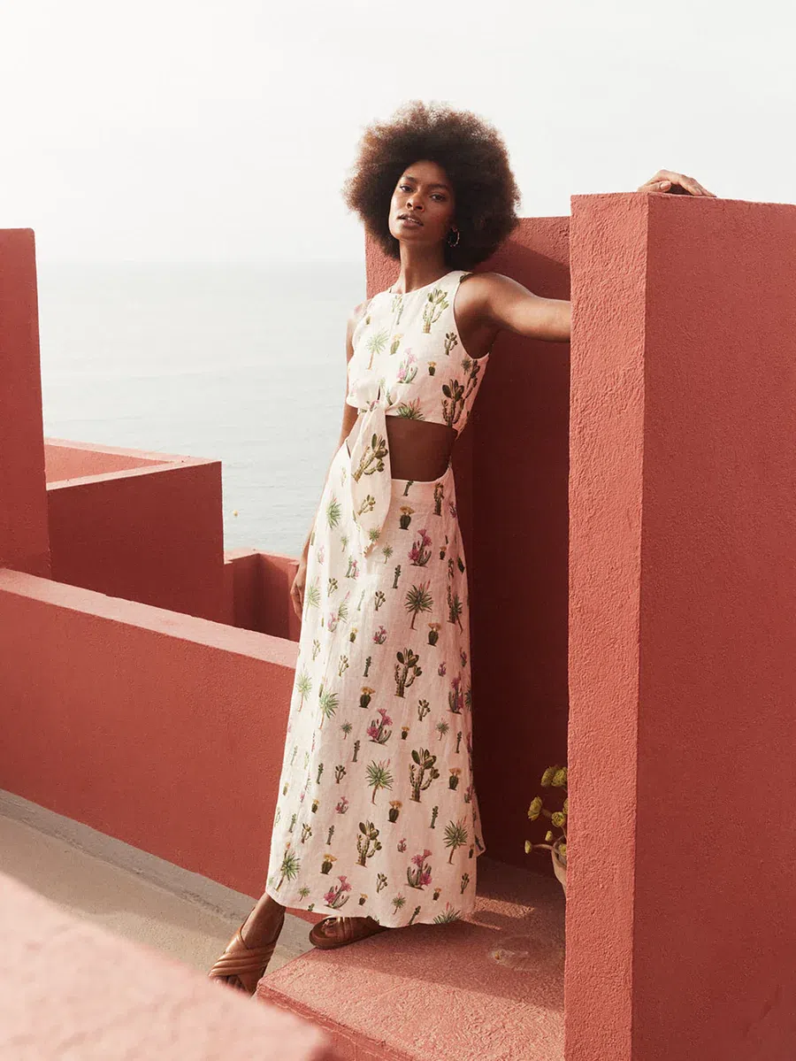 cactus print maxi dress Rock & Roll Cactus Print Women's Dress BWD0R08810 XL