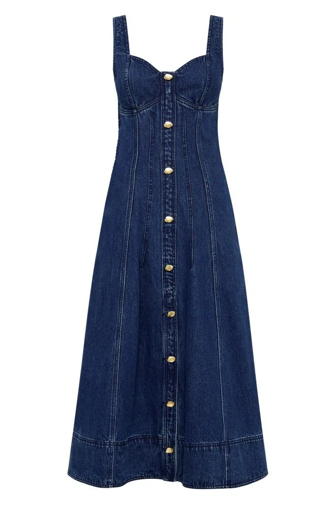 Aje May Denim Mini Dress in Dark Indigo Size AU 6 | The Volte