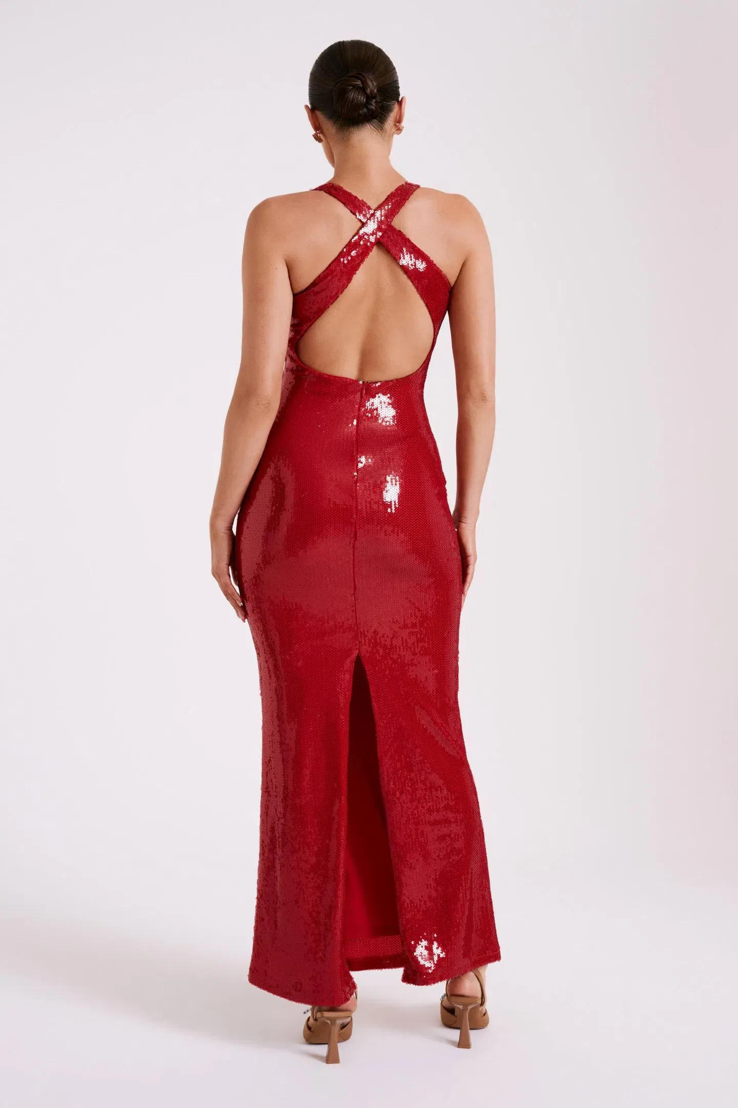 knee length dresses for ladies Tulle Beaded Dress With Halter Neckline  Saiid Kobeisy Online