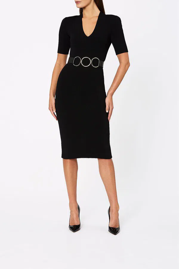 Scanlan Theodore Crepe Knit Tinsel Dress Black Size 8 The Volte