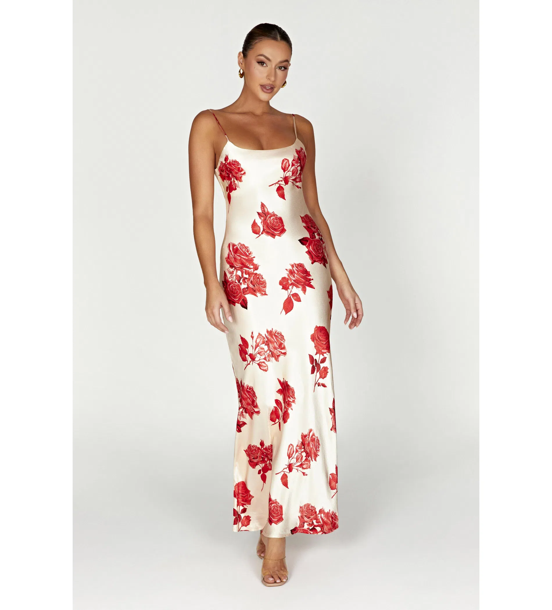Meshki Rosalie Maxi Dress White & Red Rose Print Size S / AU 8 | The Volte Meshki Rosalie Maxi Dress White & Red Rose Print Size S / AU 8 | The Volte