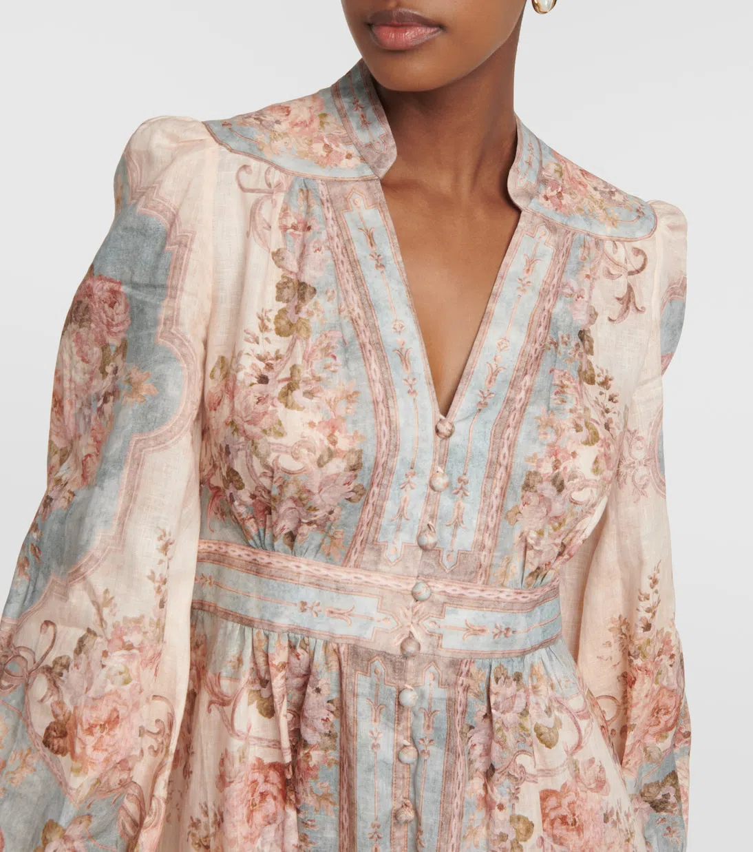 Zimmermann August Plunge Midi Dress Sky Blue Floral Size 4 / AU 16 | The  Volte