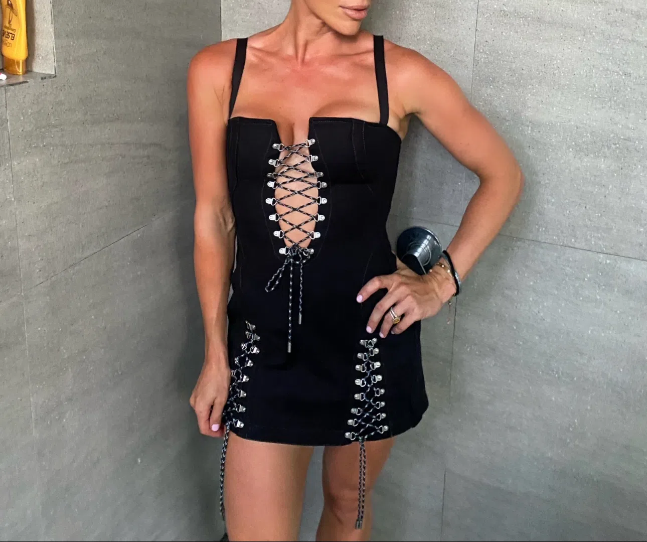 knee length dresses for ladies DIONNE LACE SIDE SPLIT MINI DRESS main image 0