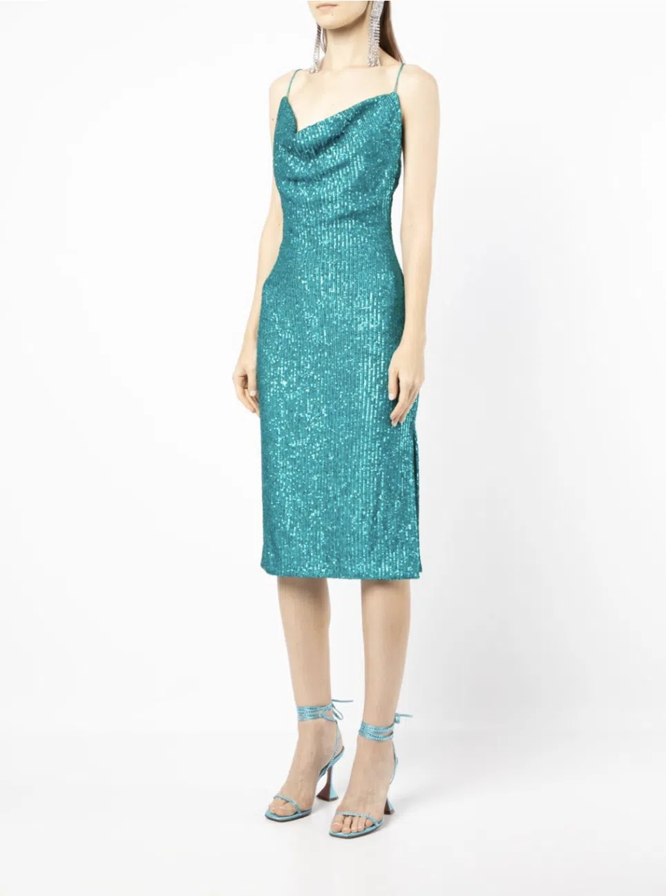 Rebecca Vallance Missing Hours Sequin Midi Dress Green Size 12 | The Volte