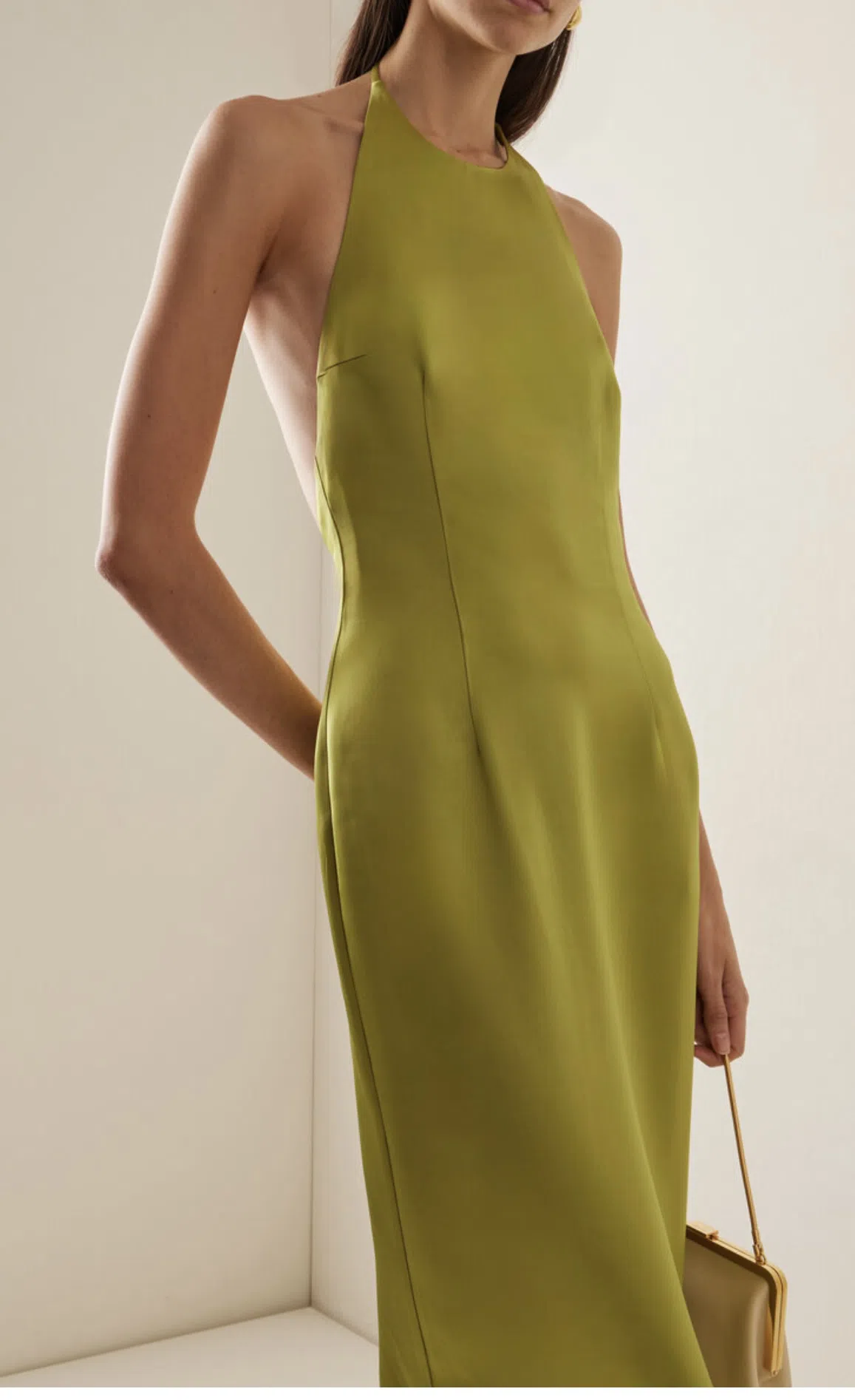 STAUD Janet Satin Halterneck Maxi Dress Lime Green Size 8 | The Volte STAUD Janet Satin Halterneck Maxi Dress Lime Green Size 8 | The Volte