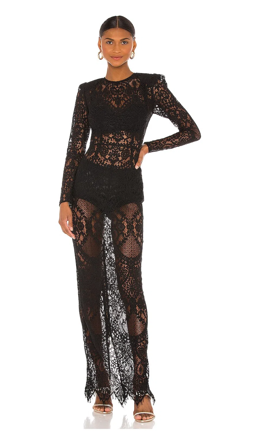 Bronx and Banco Allegra Lace Maxi Dress Black Size 6 | The Volte