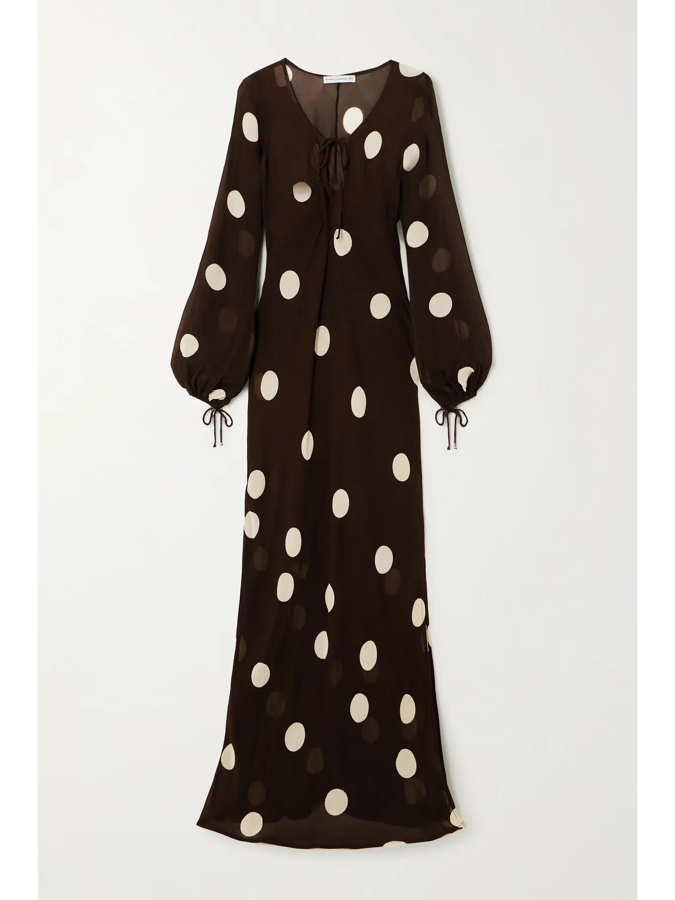 Faithfull the Brand Santos Polka Dot Georgette Maxi Dress Chocolate Size M  / AU 10 | The Volte