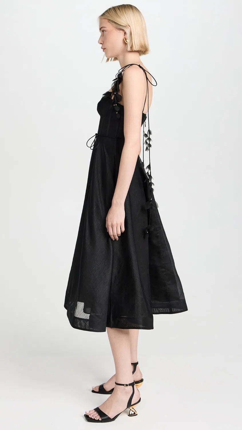 Zimmermann Natura Corset Midi Dress Black Size 3 / AU 14 | The Volte