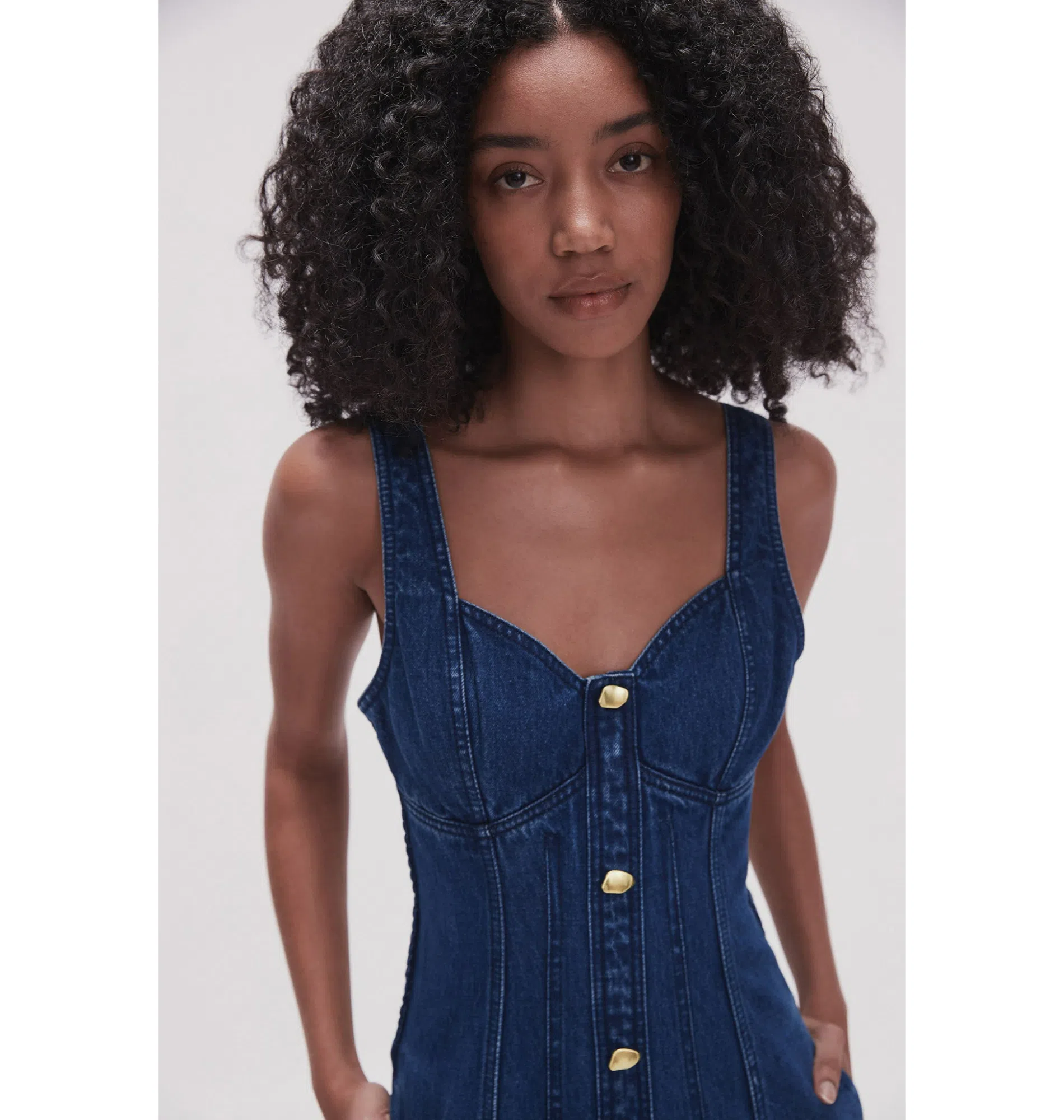 knee length dresses for ladies AJE Women's Maya Denim Midi Dress – Saint Bernard