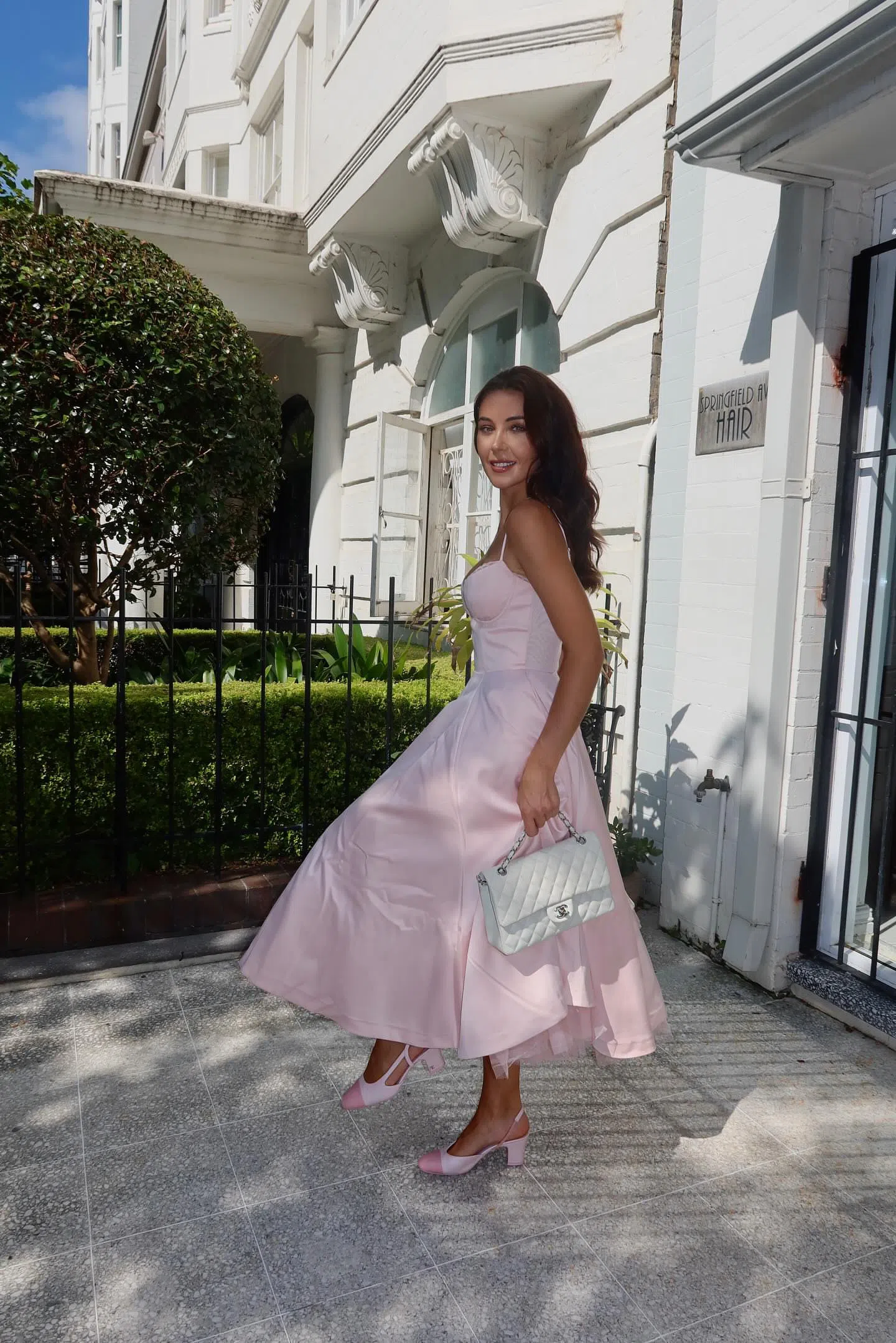 knee length dresses for ladies Ballerina Pink Corset Midi Dress by House of CB main image 0