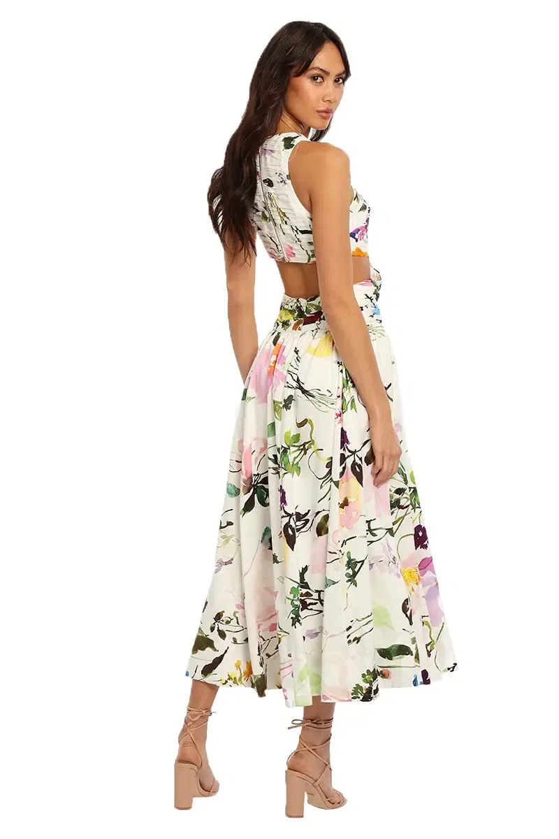 Aje Introspect Cut Out Midi Dress Botanic Floral Size 4 | The Volte