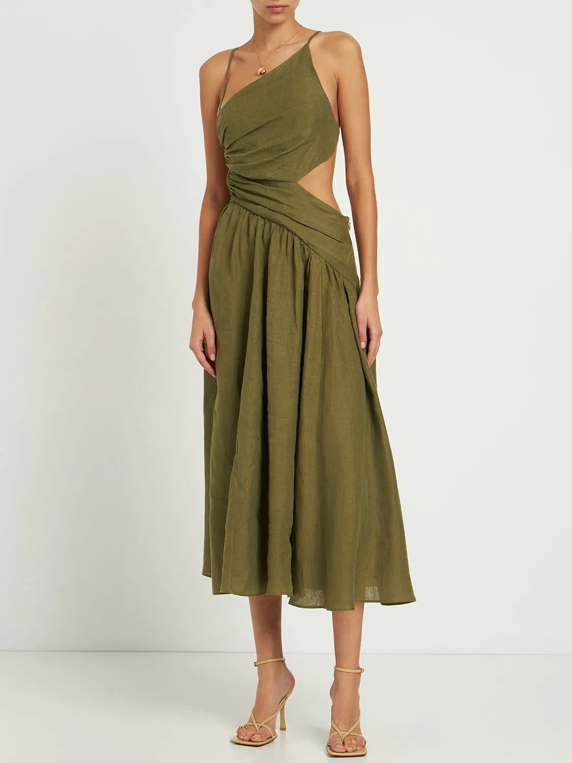Zimmermann Laurel Asymmetric Midi Dress Olive Green Size 0 / AU 8 | The  Volte