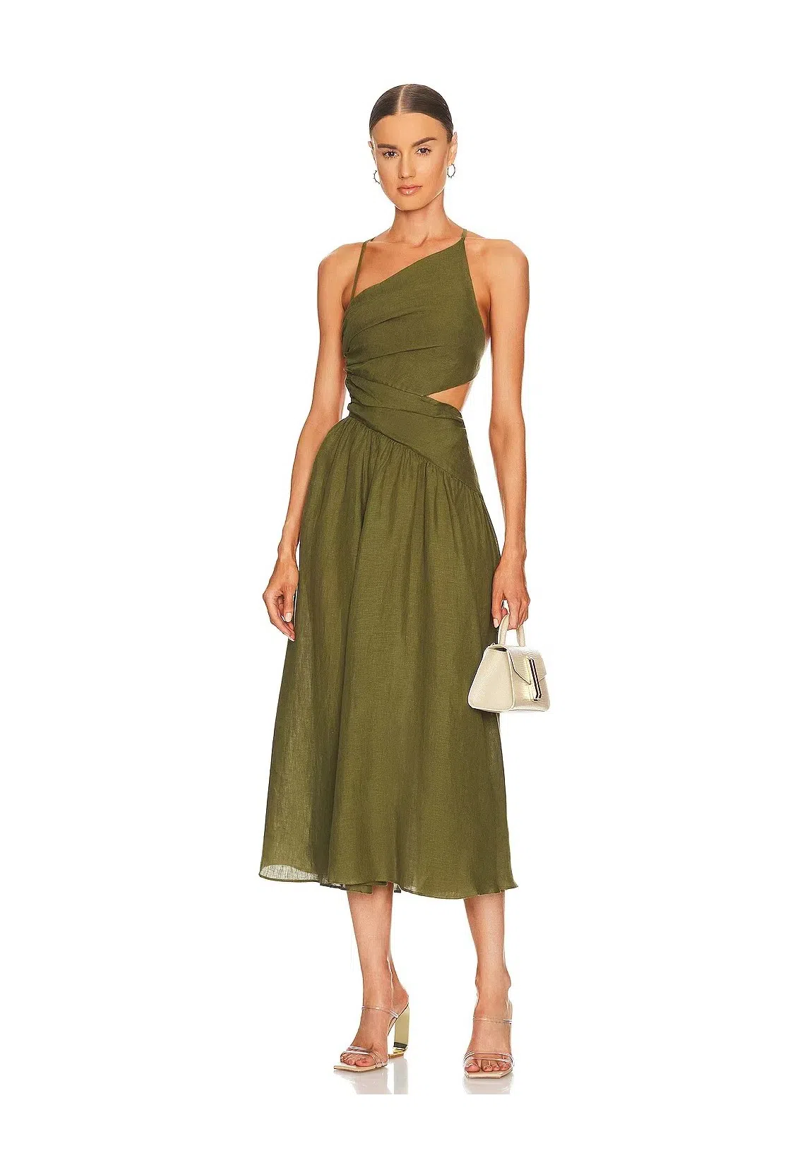 Zimmermann Laurel Asymmetric Midi Dress Olive Green Size 0 / AU 8 | The  Volte