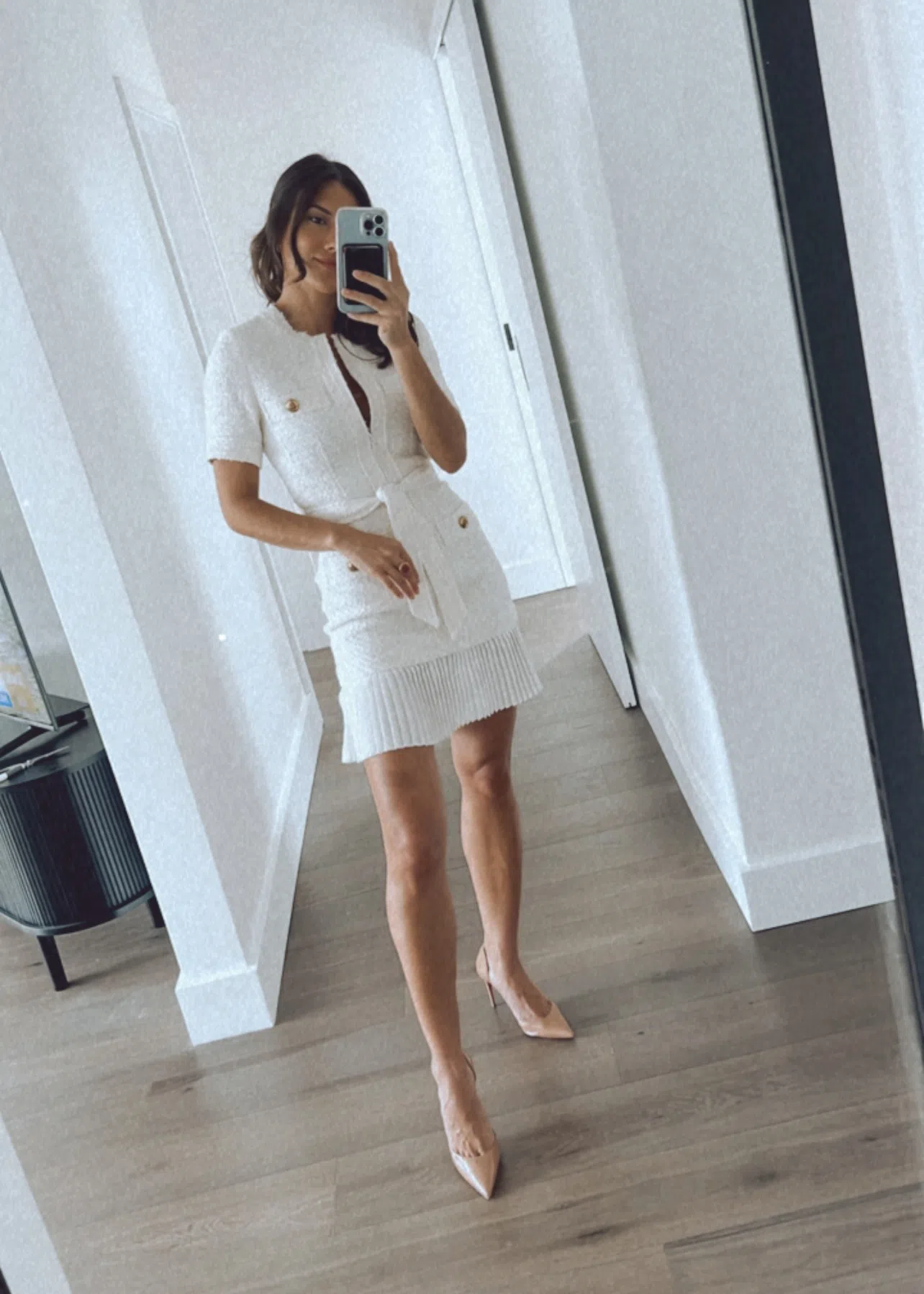 white long dress off the shoulder Bella and Bloom Boutique
