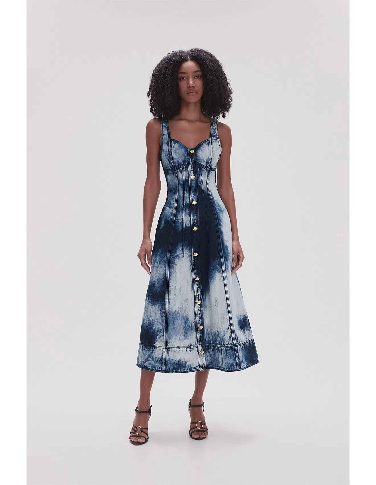 aje enigma denim midi dress Aje Enigma Denim Midi Dress Print Size 6