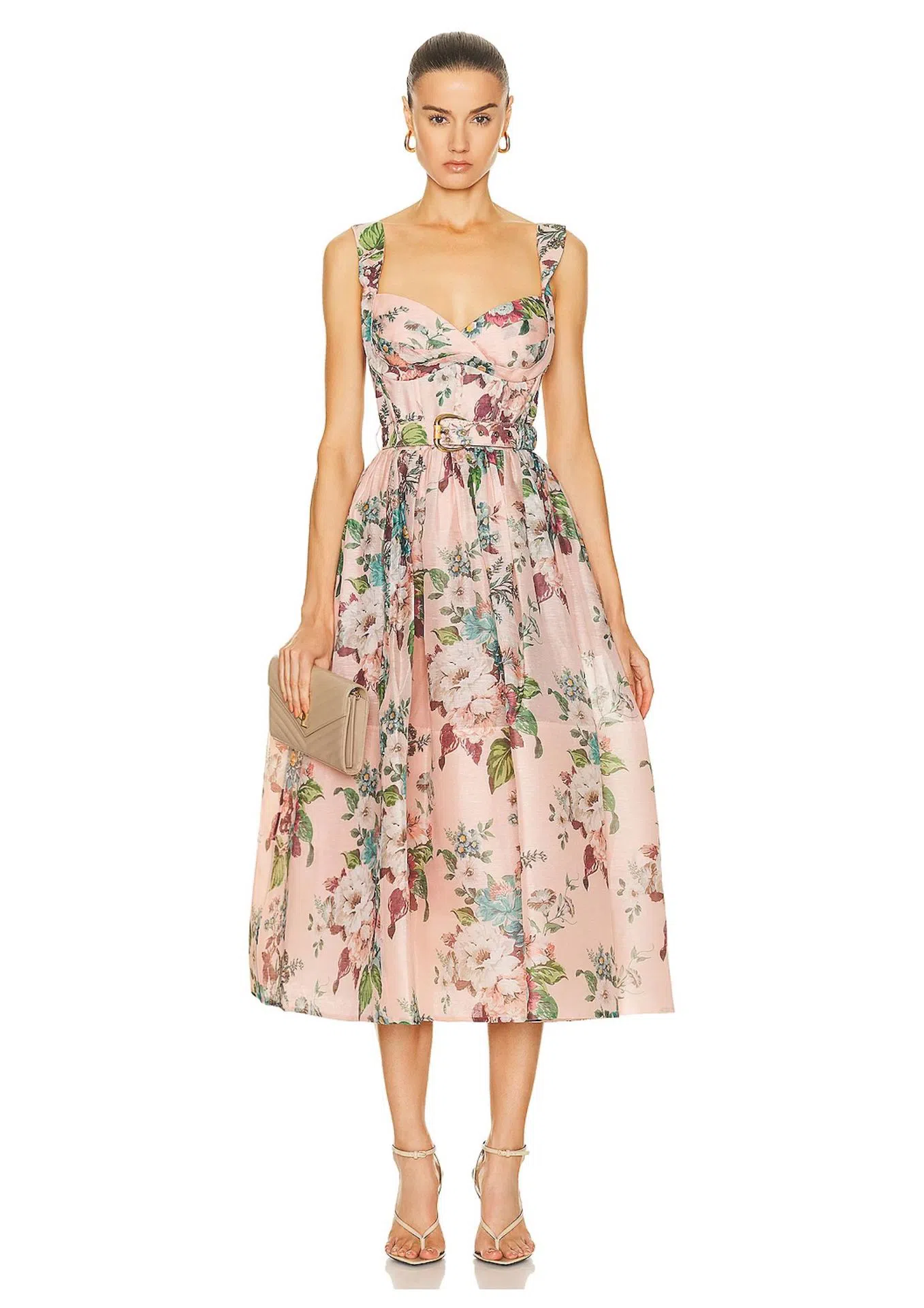 Zimmermann Matchmaker Midi Dress Pink Barkcloth Floral Print Size 2 / AU 12  | The Volte
