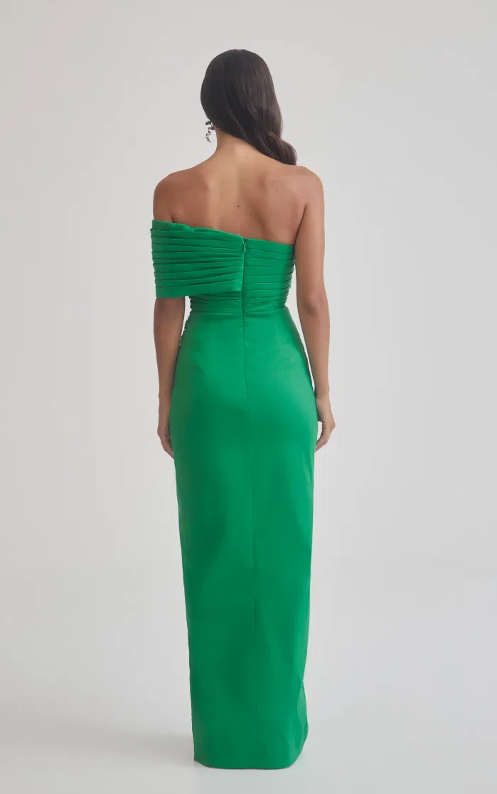 slim fit dress slacks SHEIKE Strapless Emerald Velvet Gown  One Night Stand Designer Dress Hire
