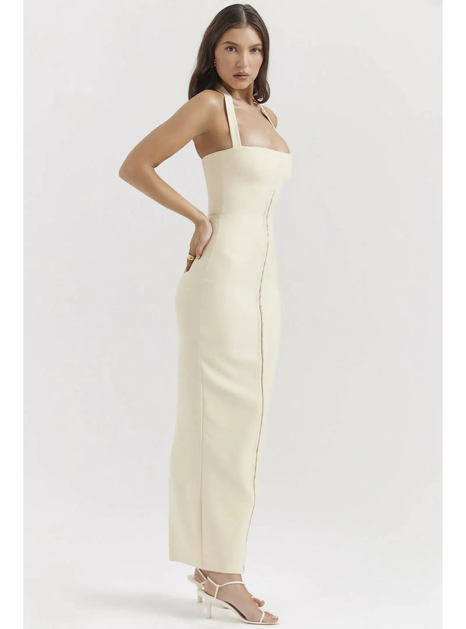 House Of CB Mia Halter Maxi Dress Yellow Size AU 8 | The Volte House Of CB Mia Halter Maxi Dress Yellow Size AU 8 | The Volte