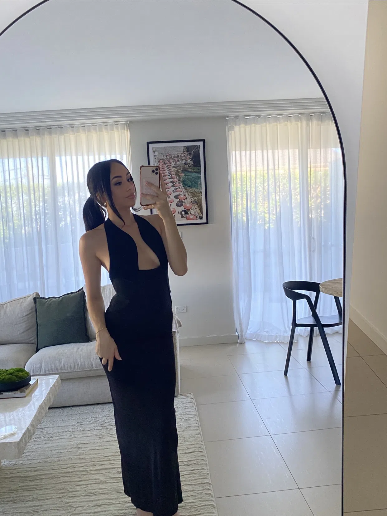 slim fit dress slacks Tailored Halter Midi Dress - Navy