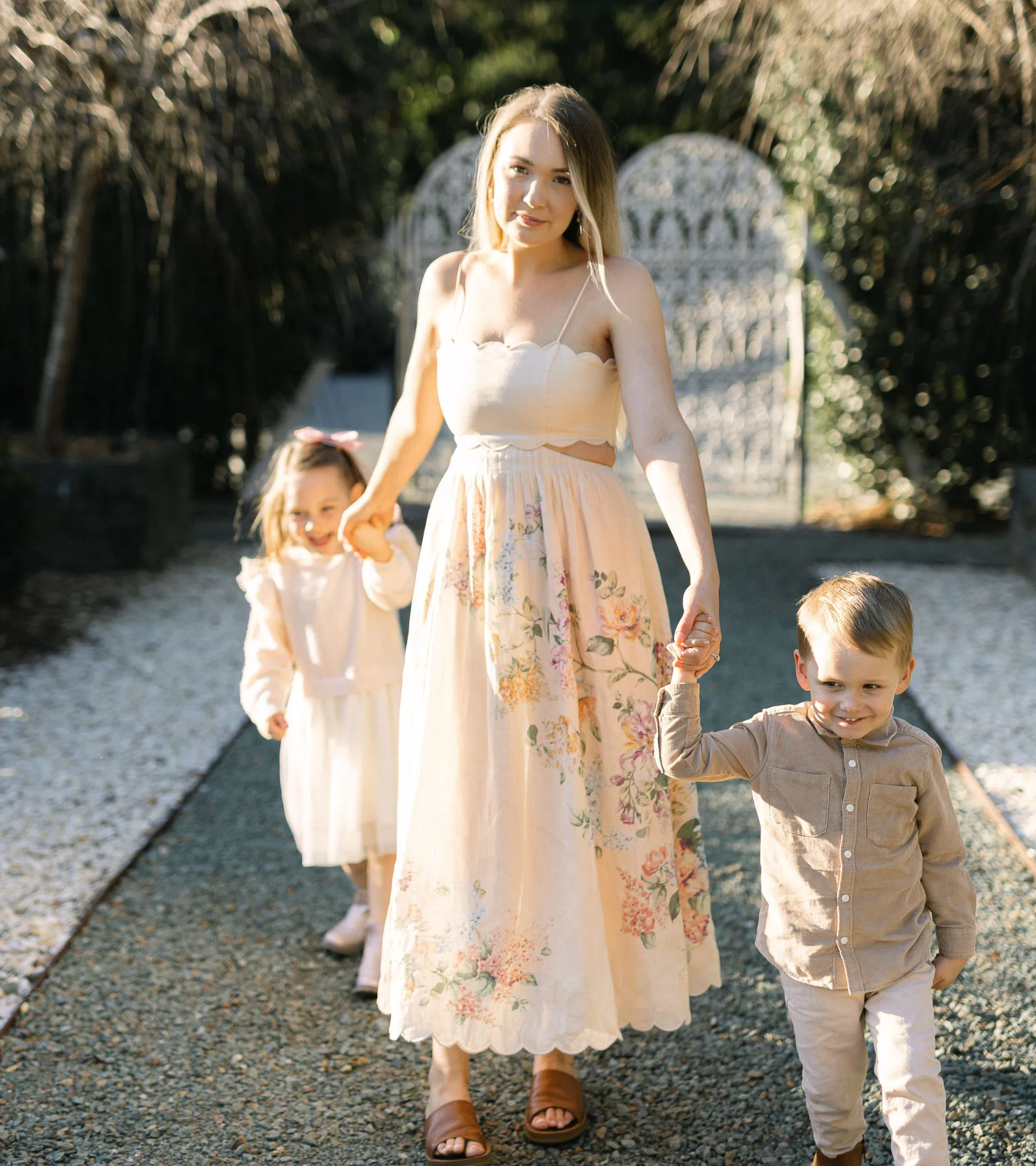 white christmas dresses Zimmermann Halliday Scallop Midi Dress in Cream Watercolour Floral Siz