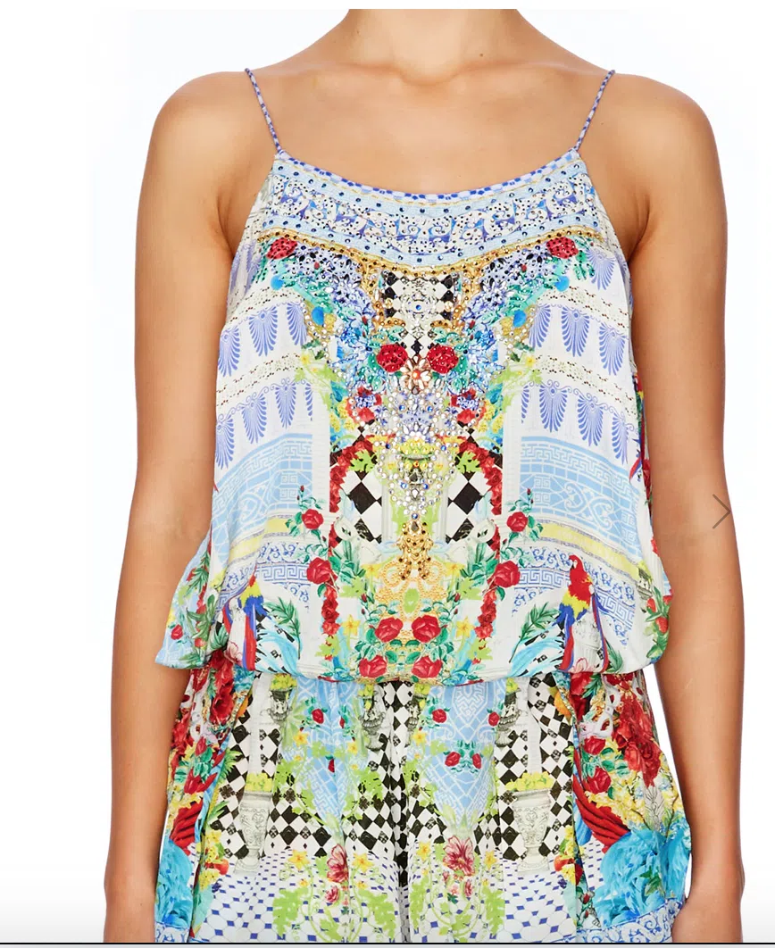 Camilla Masking Madness Shoestring Strap Playsuit Size 10 The Volte